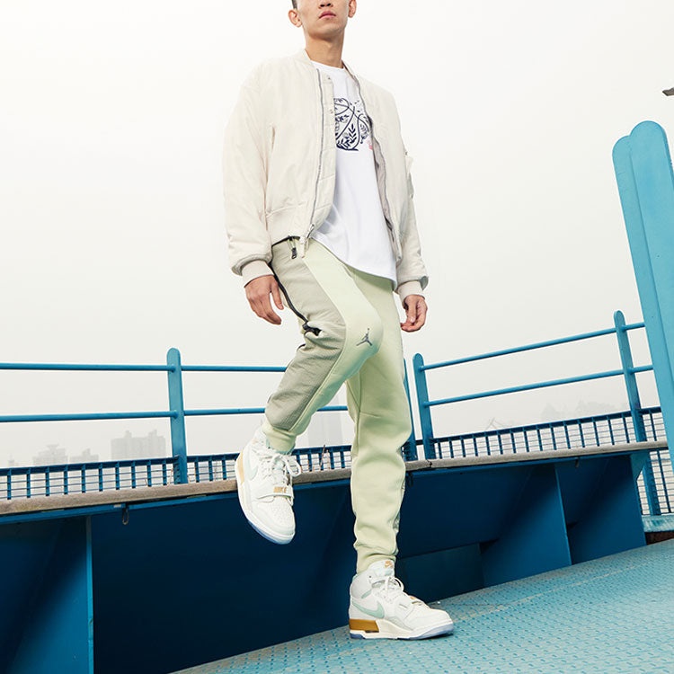 Men's Air Jordan Essentials Ma-1 Reversible Aviator Woven logo Padded Clothes Lime Grey Jacket DA979 - 7