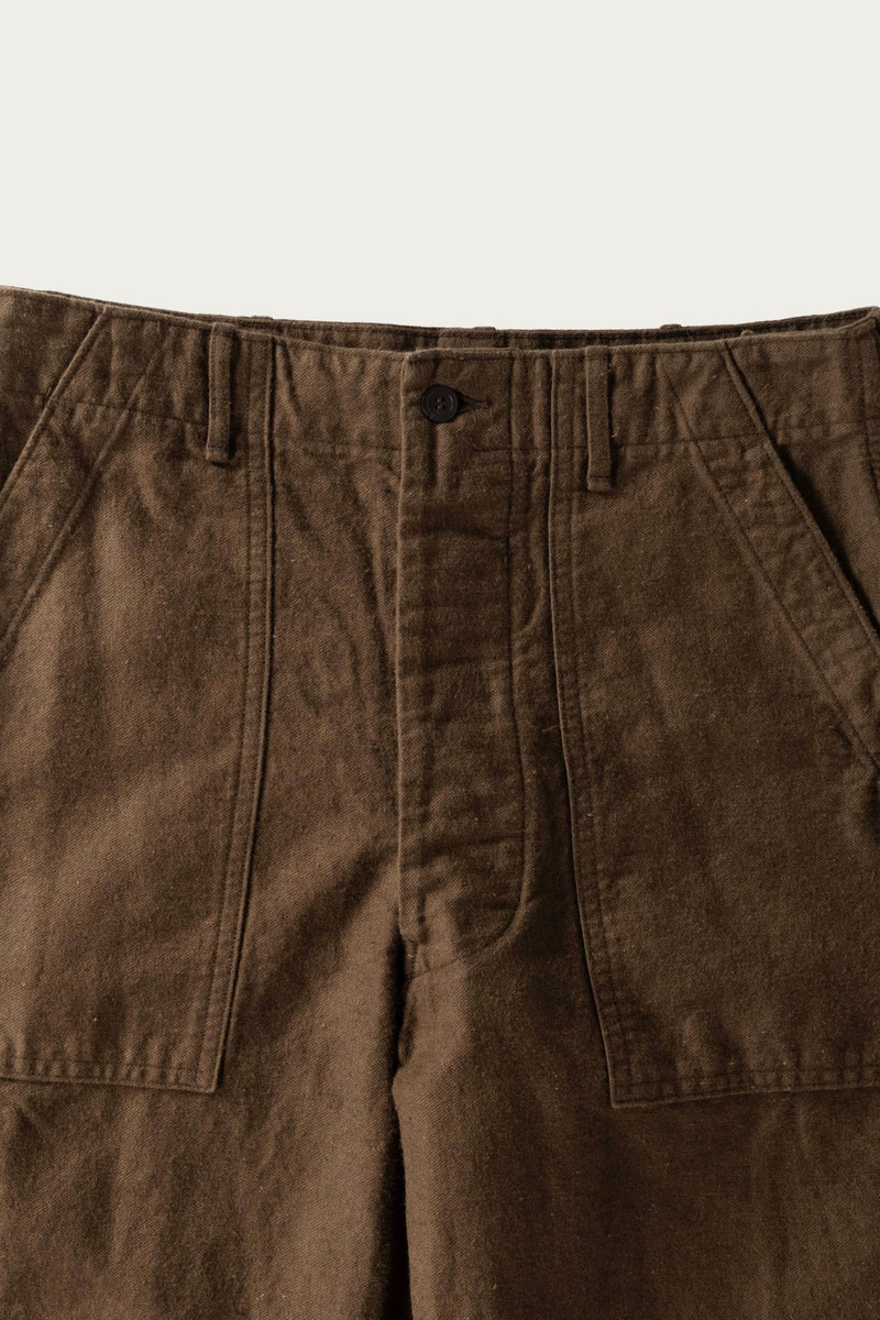 orSlow Relax Fit Cotton Linen Moleskin Fatigue Pants - Coffee Brown outlook
