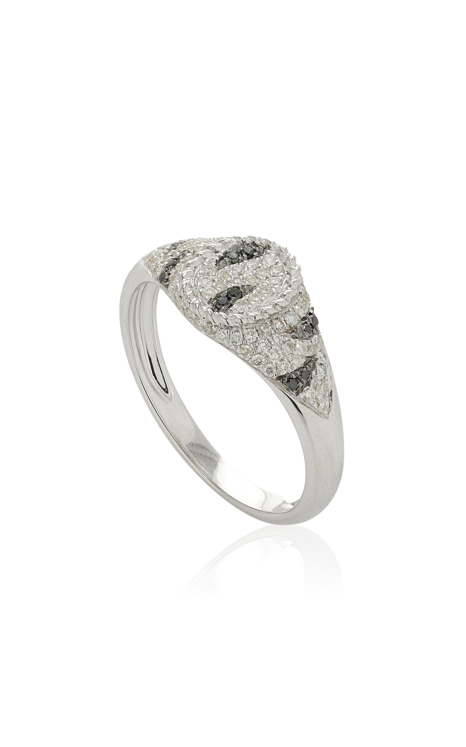 Baby Zebra 9K White Gold Diamond Signet Ring multi - 3