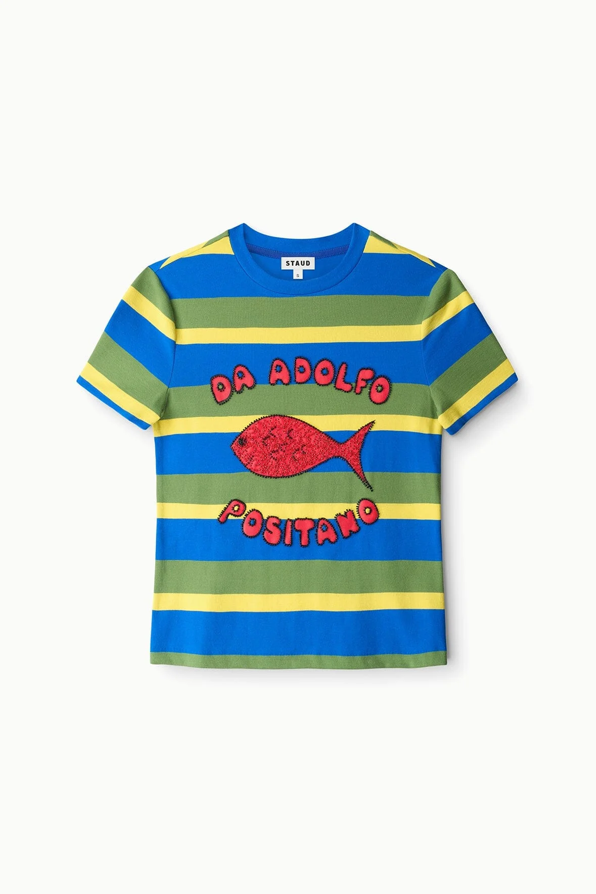STAUD WEEKEND CREW TEE COSTA STRIPE - 1