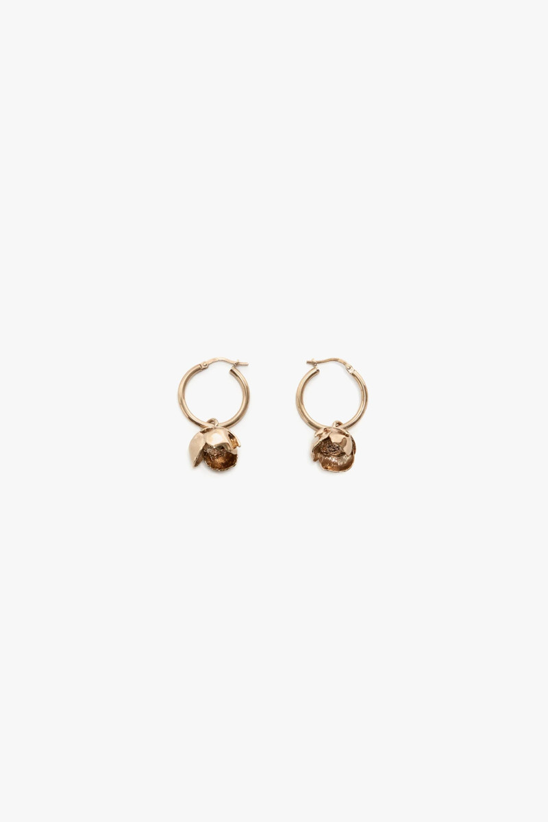 Exclusive Camellia Flower Hoop Earrings In Gold 1