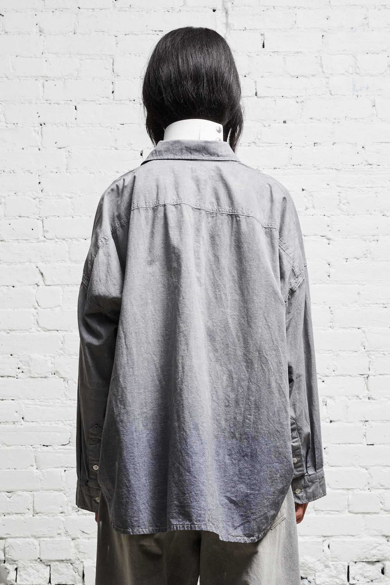 LONG SLEEVE BUTTON-UP - BLACK CHAMBRAY - 5