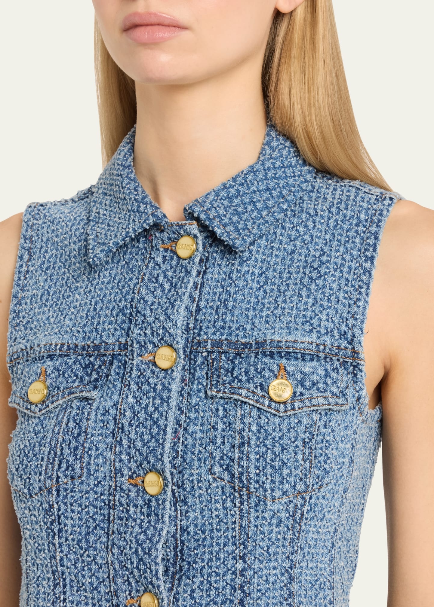Fluffy Denim Fitted Top - 5