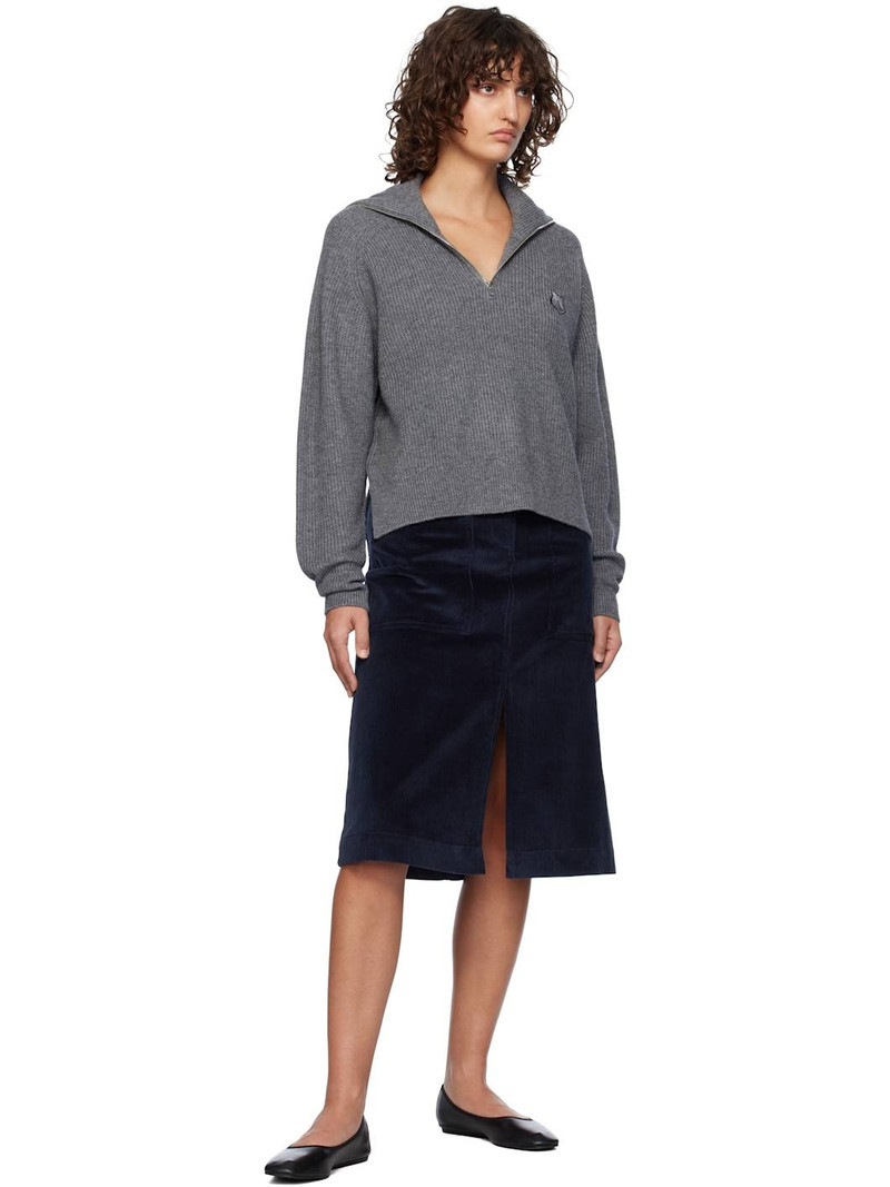 Maison Kitsuné Navy Slit Workwear Midi Skirt outlook