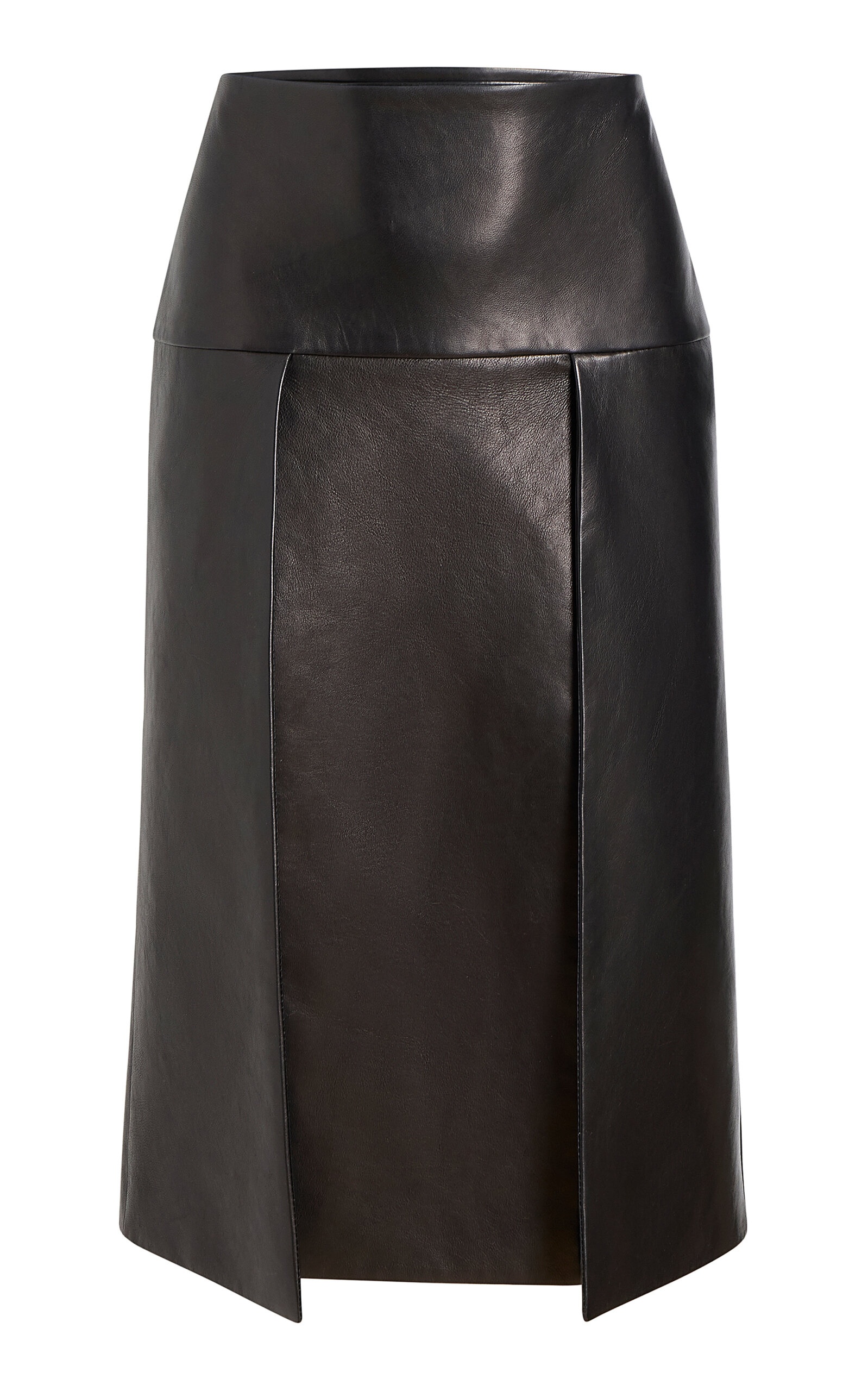 Kidd Pleated Leather Midi Skirt black - 1