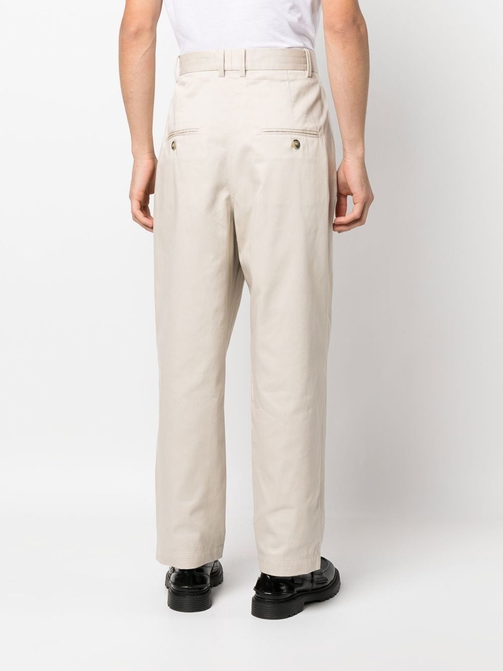 high-rise straight-leg cotton trousers - 4