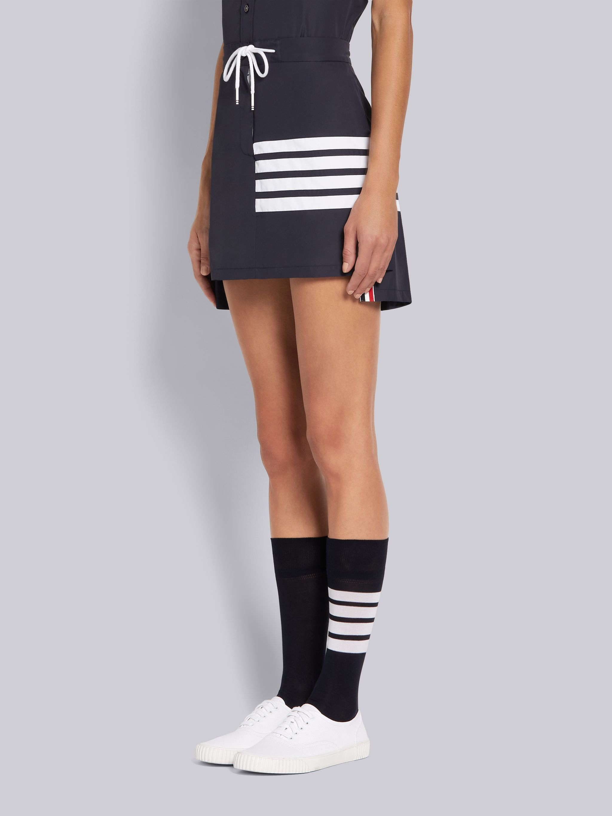 Navy Flyweight Tech 4-Bar Pleated Mini Skirt - 3