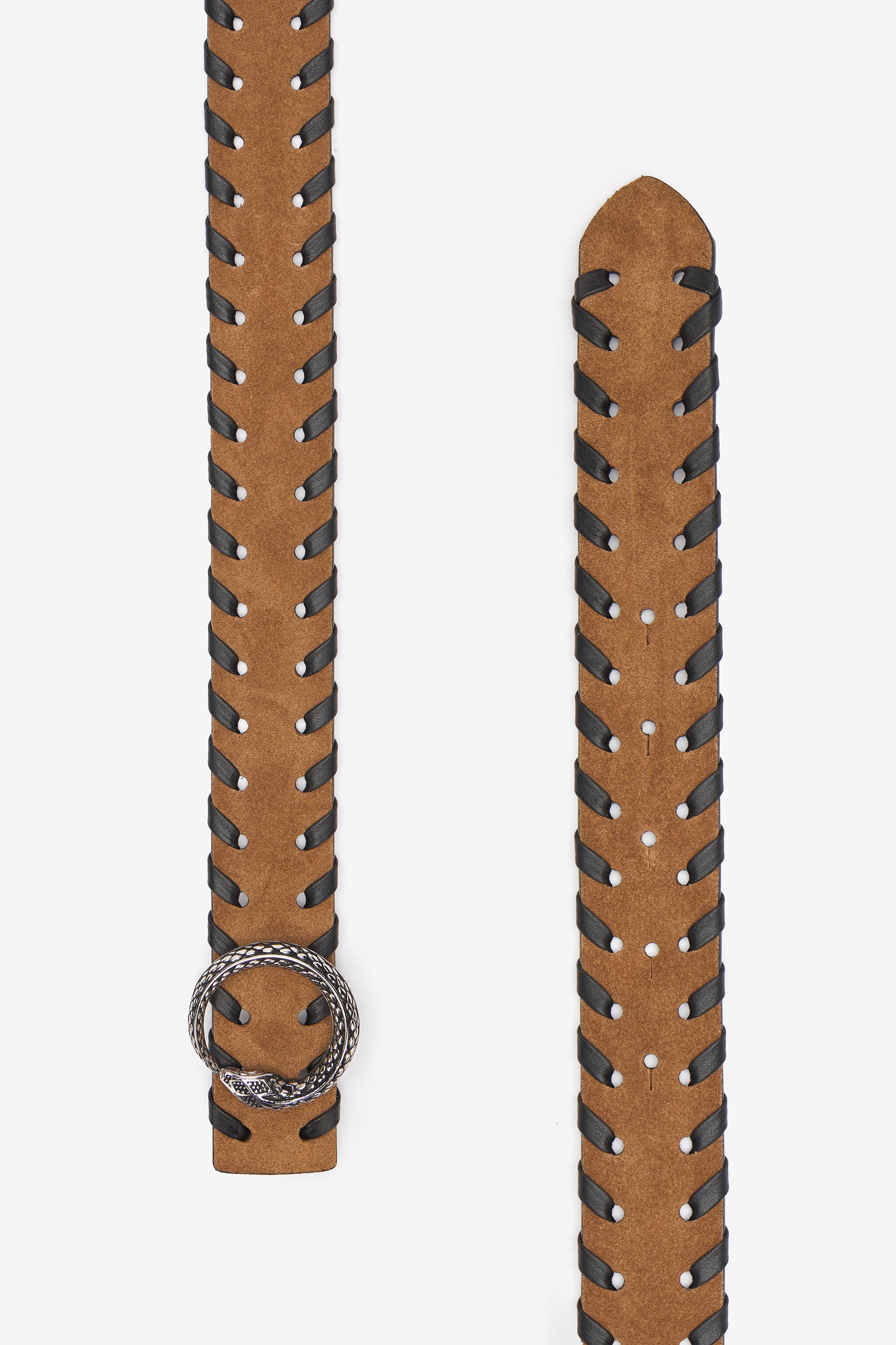 Leather Belt With Snake Buckle - 2