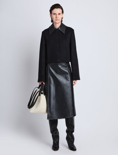 Proenza Schouler Bridget Cropped Jacket With Leather Collar in Wool outlook