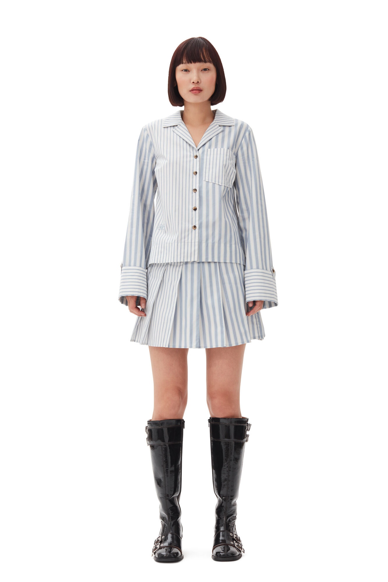 BLUE STRIPE COTTON SHIRT - 5