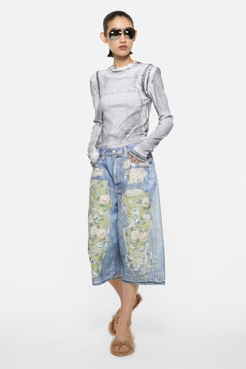 Acne Studios Trompe-l’œil denim shorts - Blue/green outlook