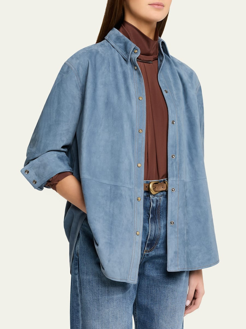 Suede Long Sleeve Snap Button Shirt 4