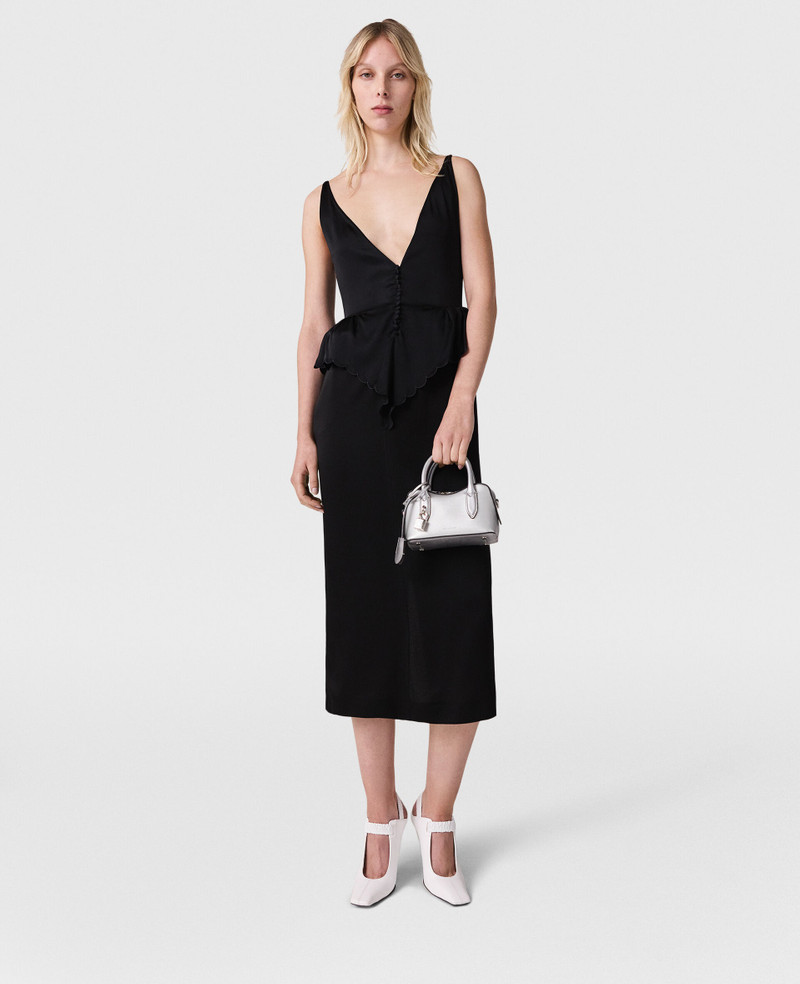 Deep V-Neck Peplum Panel Midi Dress 1