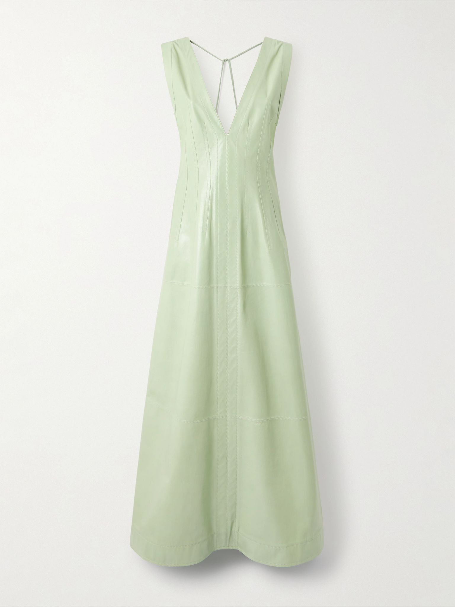 Tasseled leather maxi dress Mint - 1