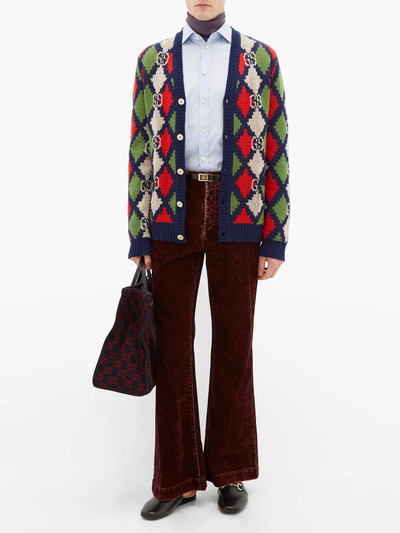 GUCCI Faded flocked flared-leg jeans outlook