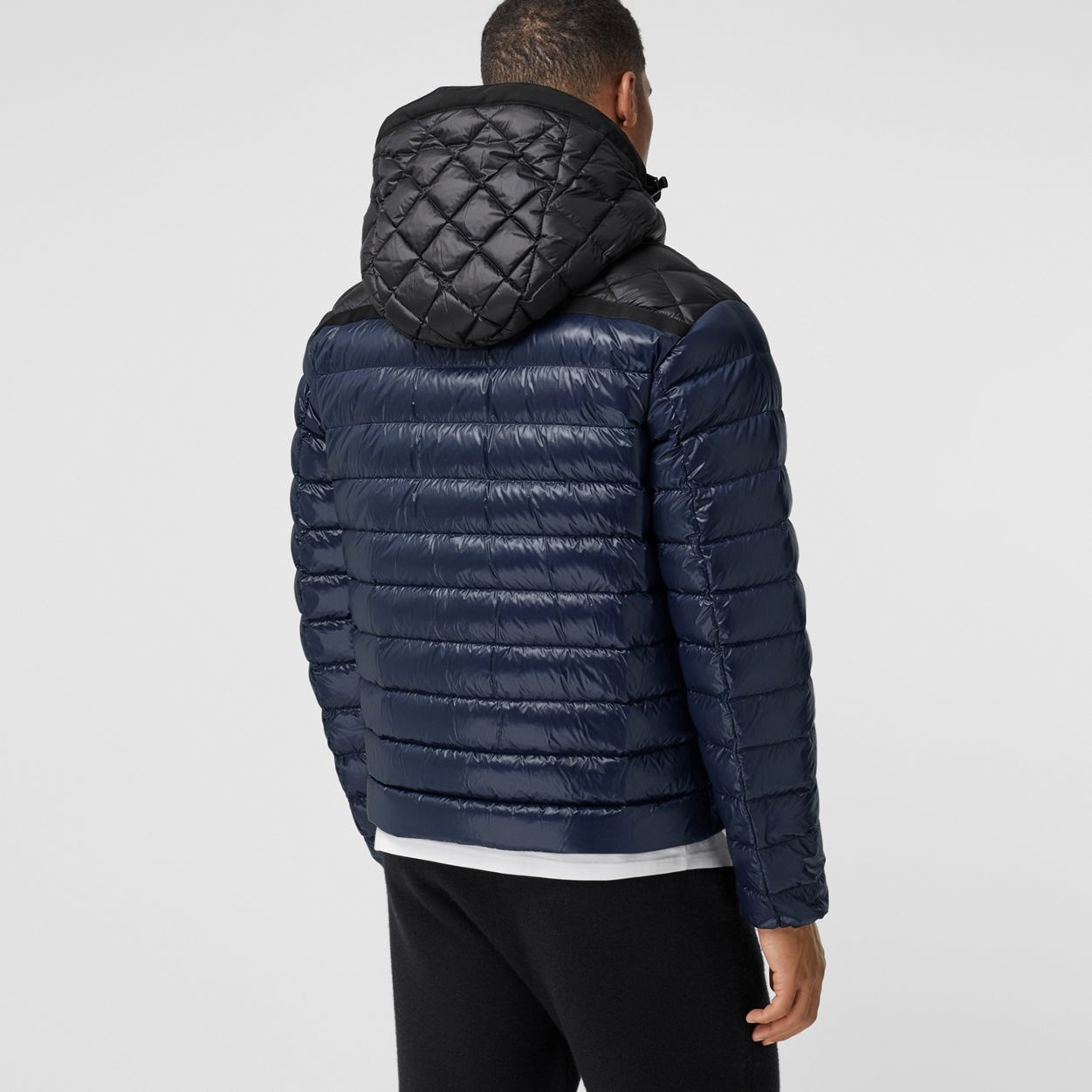 Diamond Quilted Panel Hooded Puffer Jacket - 4