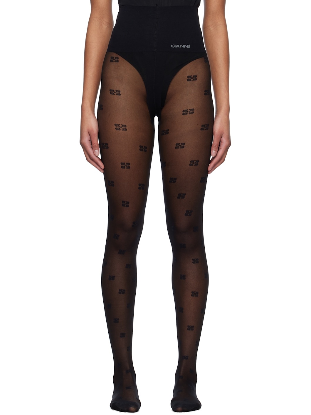 Black Butterfly Lace Tights - 1
