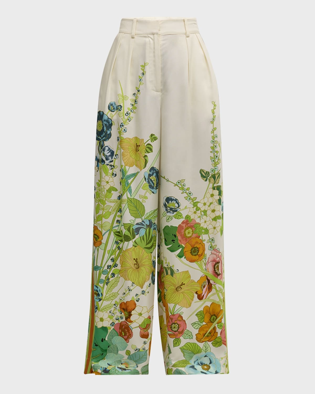 Constance Pleated Floral Wide-Leg Pants - 1