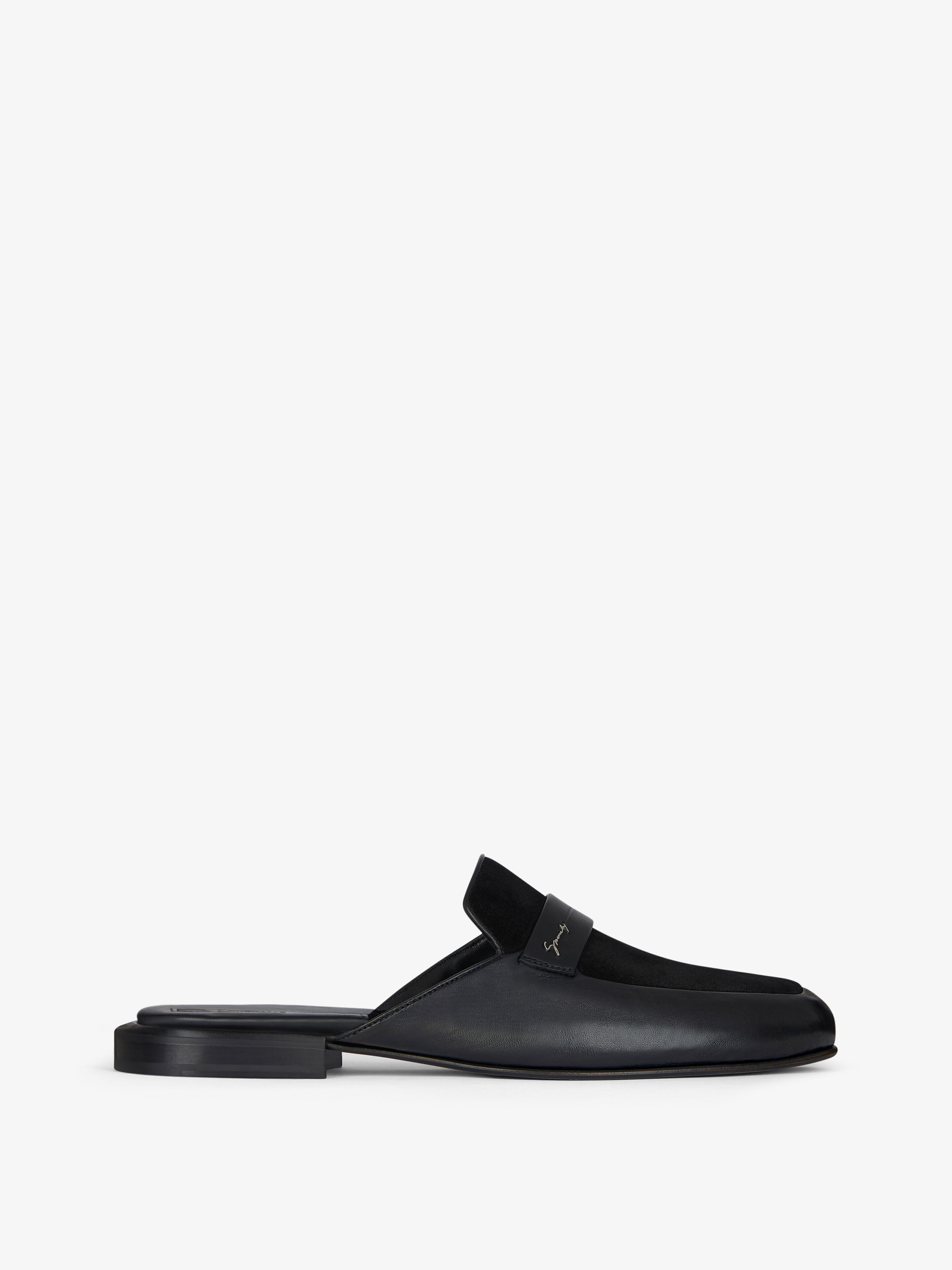 FLAT MULES IN LEATHER AND SUEDE - 1