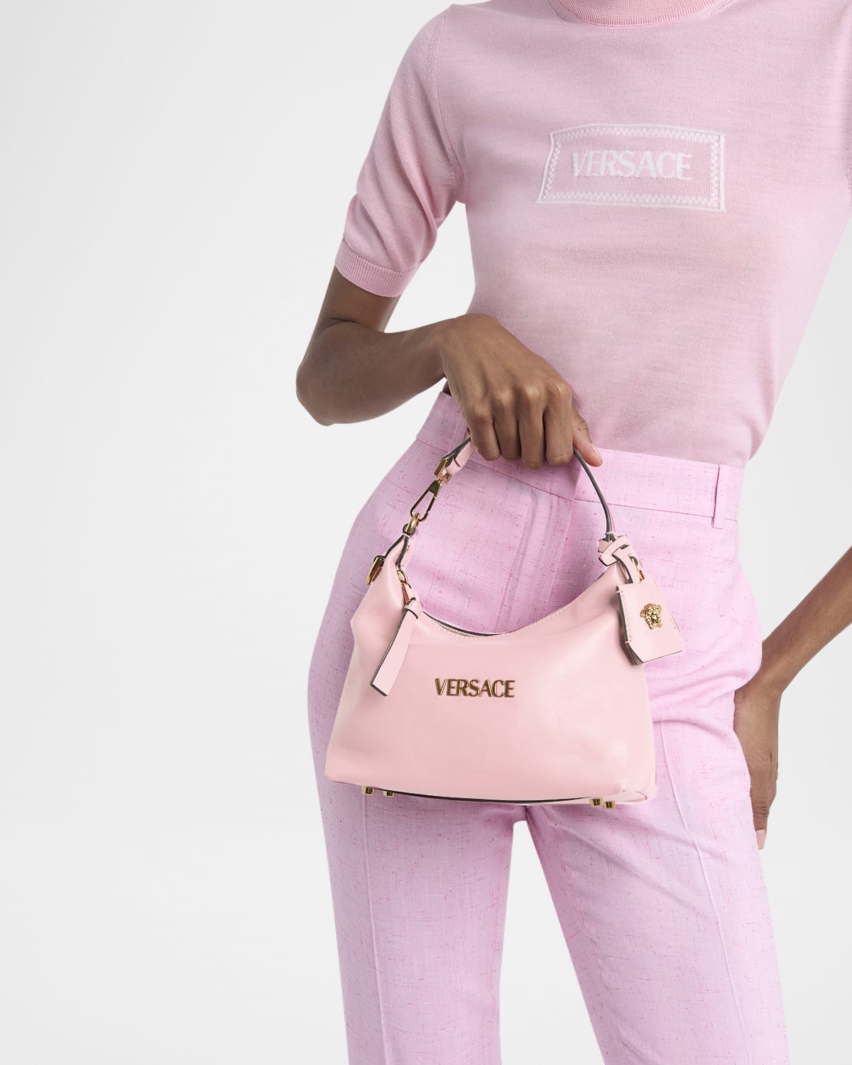 Versace Tag Zip Leather Crossbody Bag - 6
