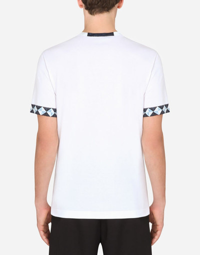 Dolce & Gabbana Grandad-neck t-shirt with majolica-print details outlook