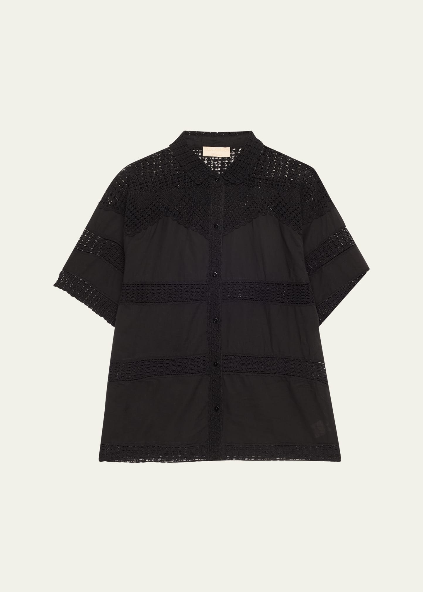 Amal Crochet Button-Front Shirt - 1