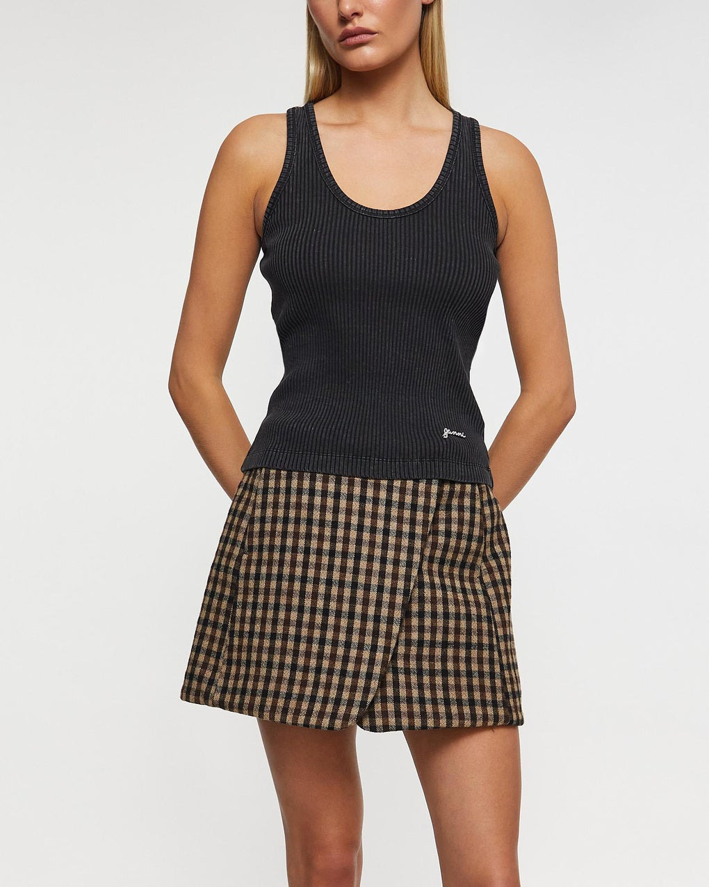 Top Heavy Rib Jersey Tank Washed black - 2