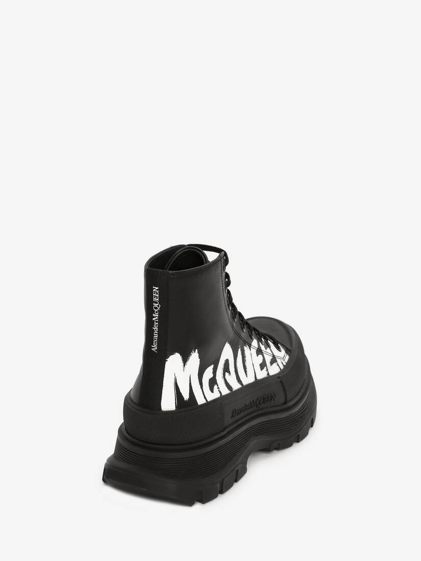 Alexander McQueen Tread Slick logo-print High-Top Leather Trainers Black/White