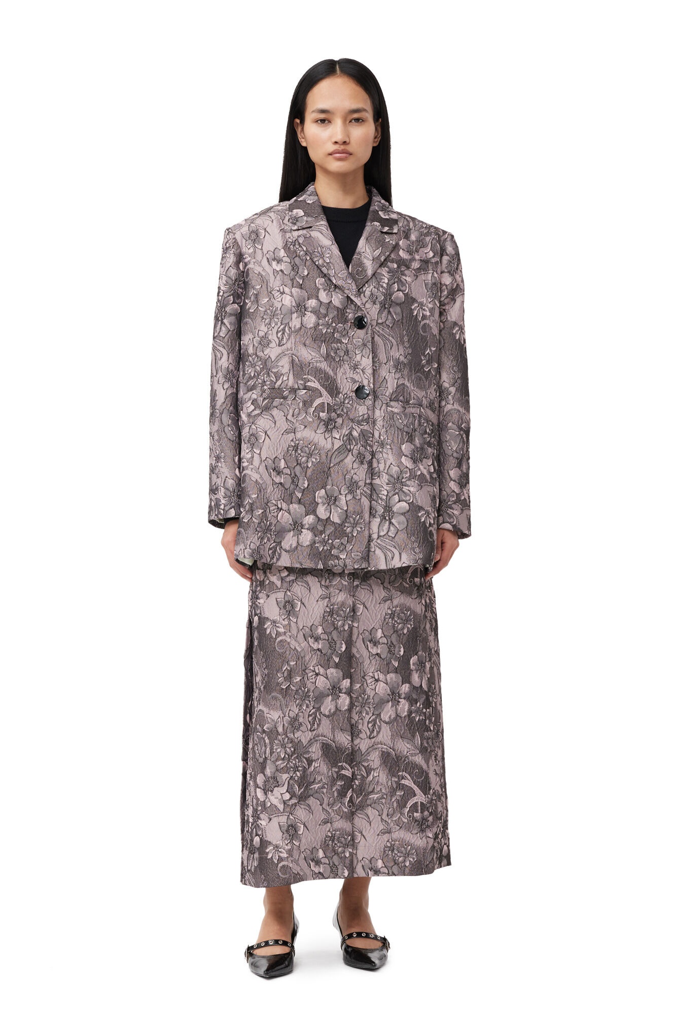 RIPPLED JACQUARD OVERSIZED BLAZER - 5