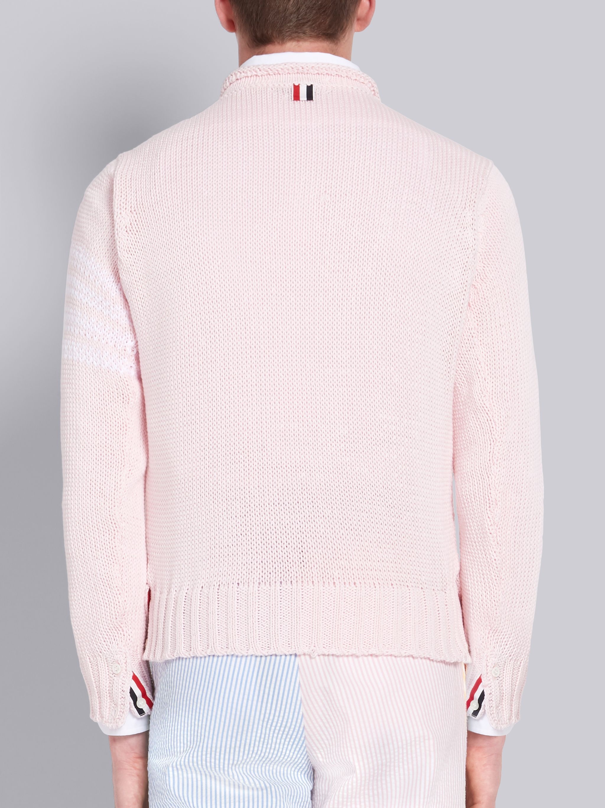 Pink Cotton Dolphin Intarsia Crewneck 4-Bar Pullover - 3