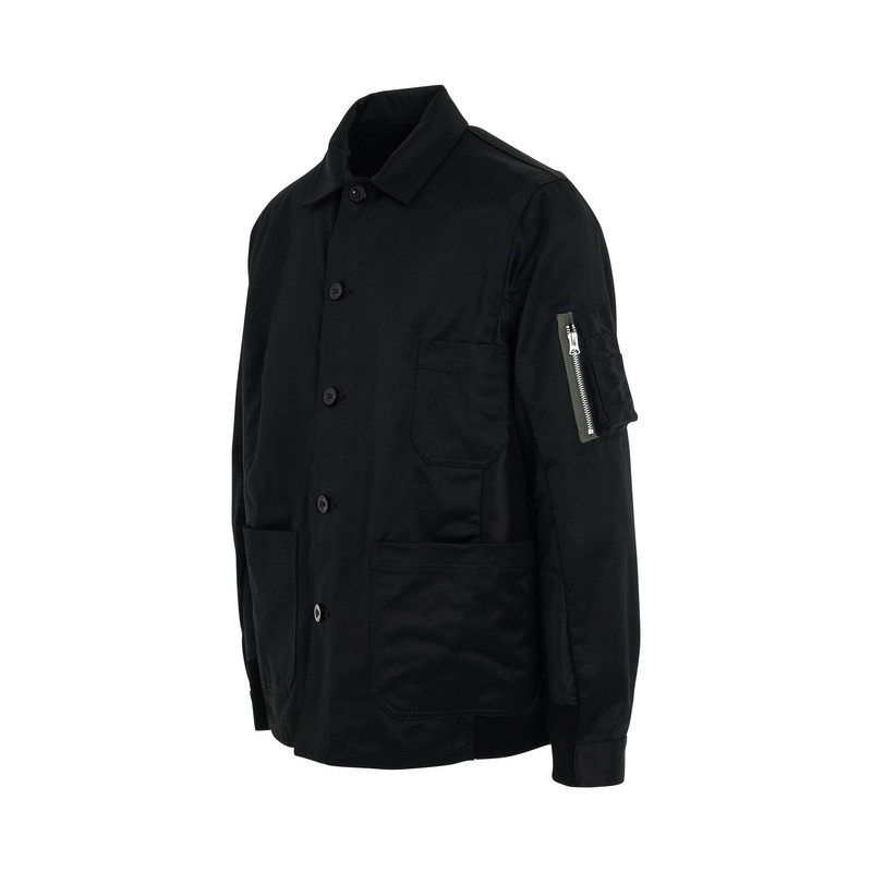 sacai Cotton Chino x Nylon Twill Jacket in Black outlook