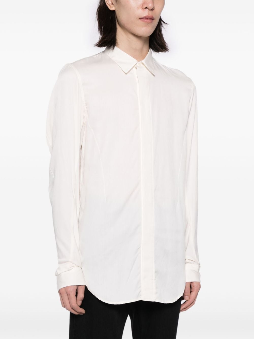spread-collar concealed-fastening shirt - 3