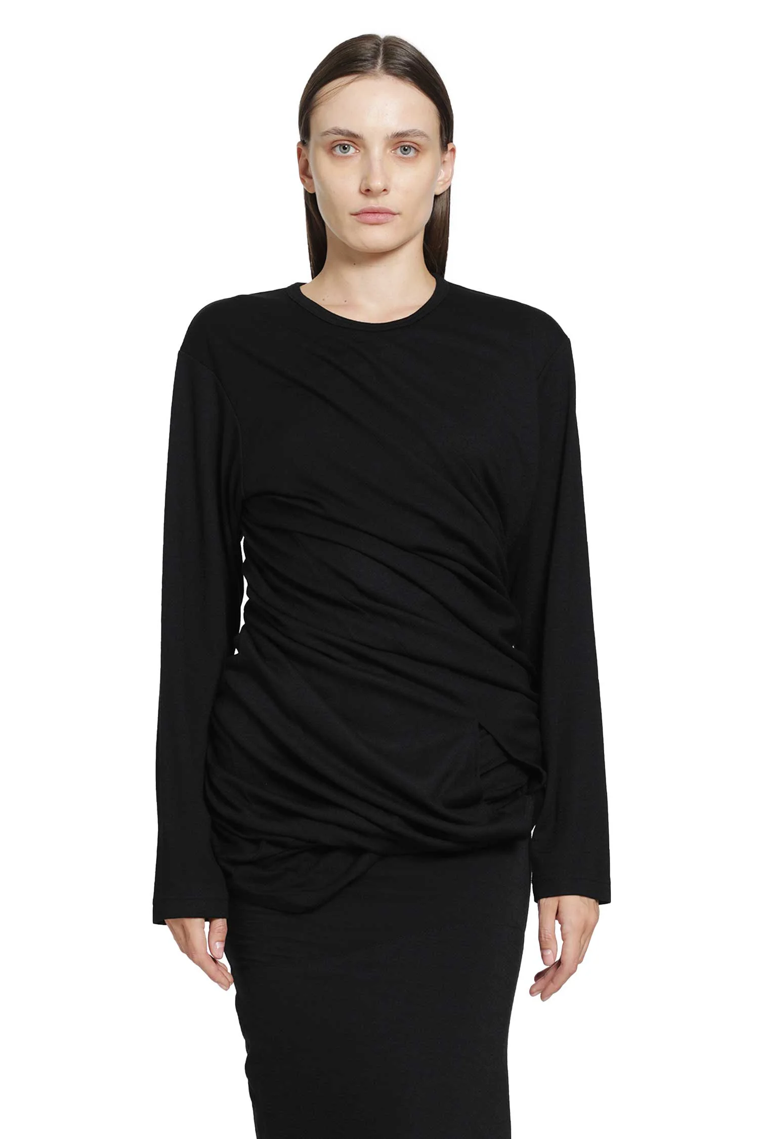 Long Sleeve Draped T-shirt - 1