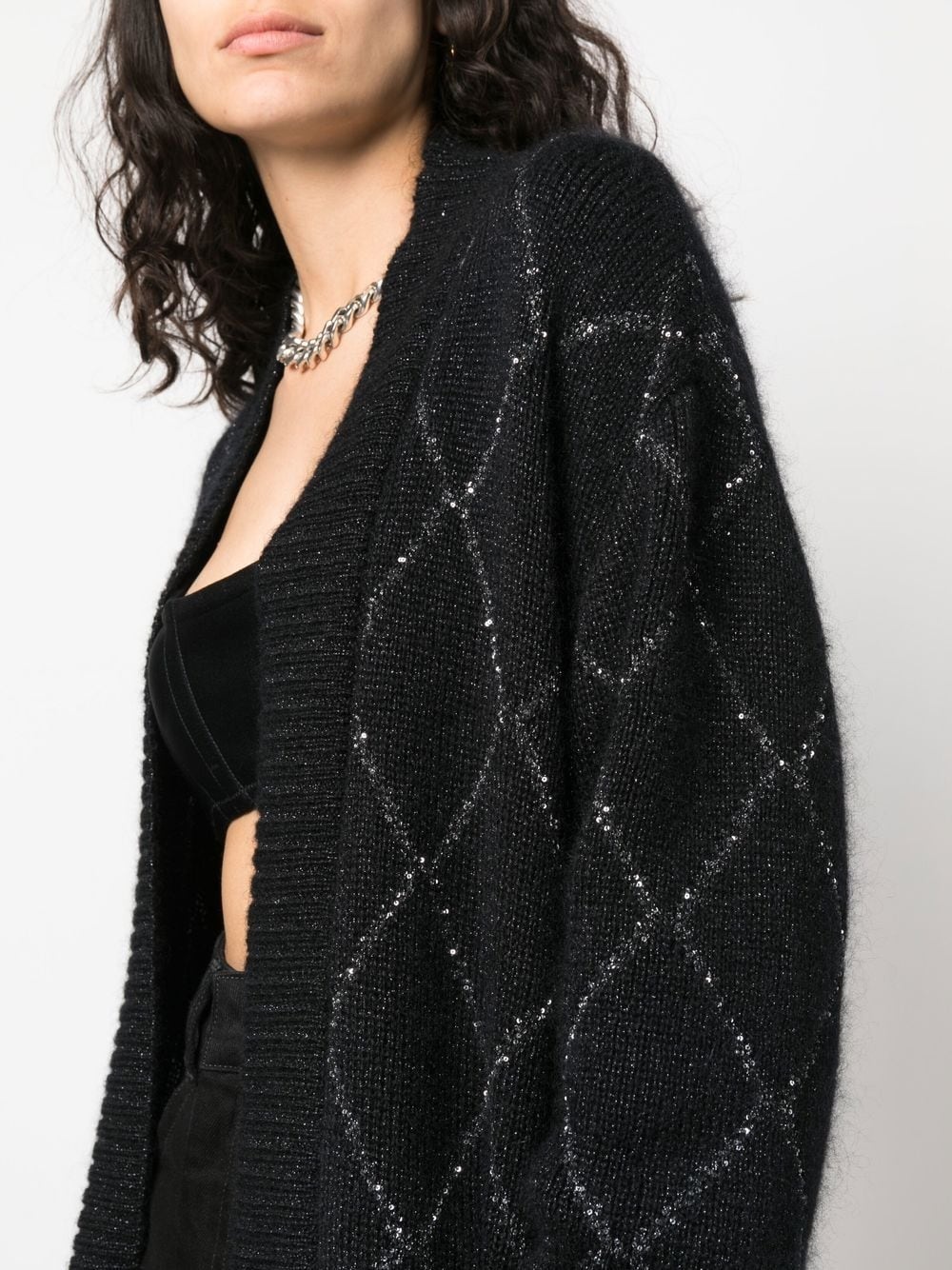 metallic-threading cardi-coat - 5