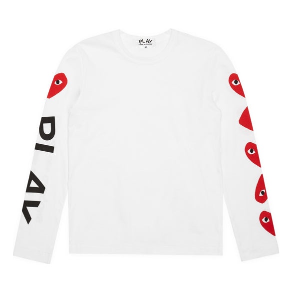 (WMNS) COMME des GARCONS PLAY 5 Hearts Long Sleeves Tee 'White' AZ-T261-051-1 - 1