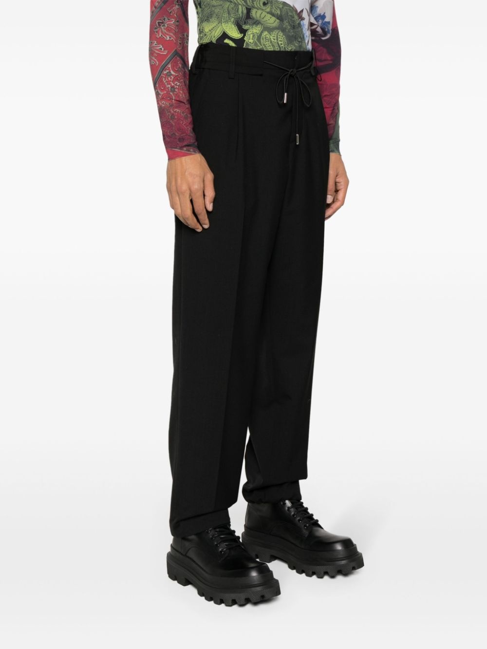 engraved-logo wide-leg trousers - 3