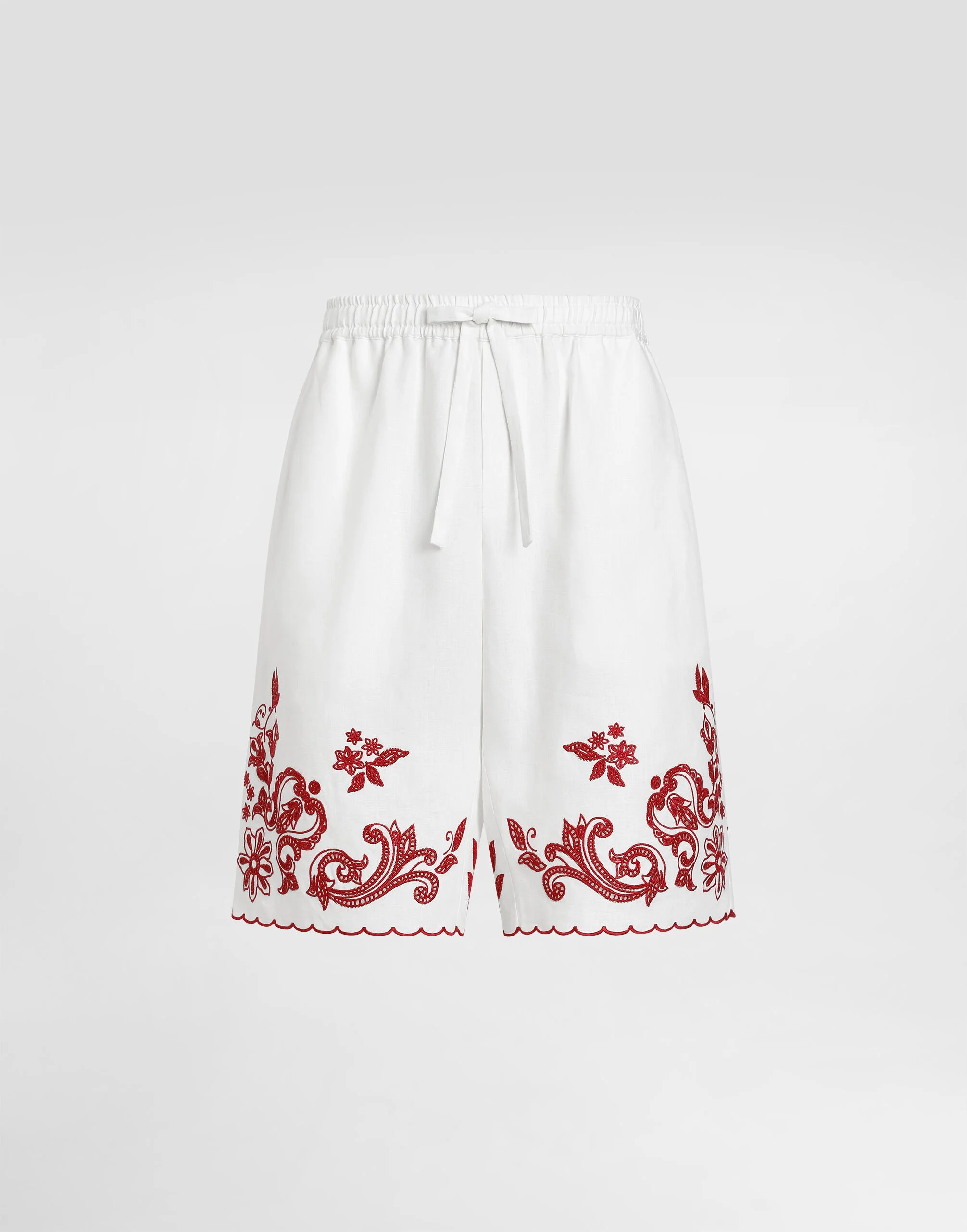 Embroidered linen vanity bermuda - 1