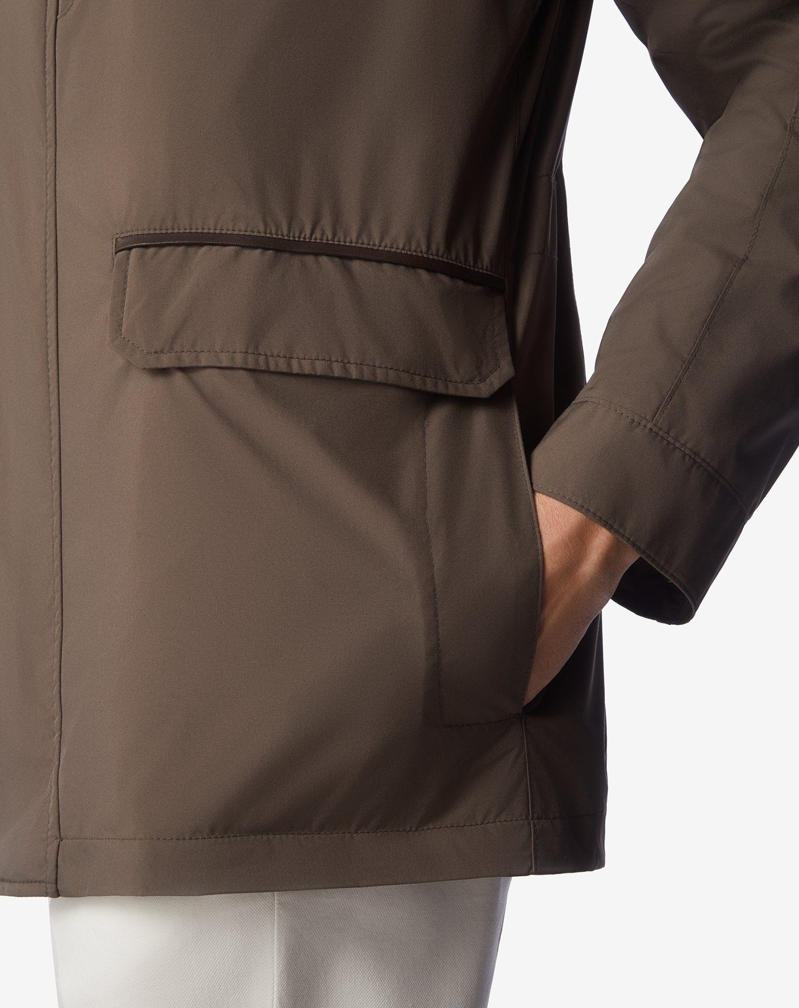 Brown technical poplin field jacket - 5