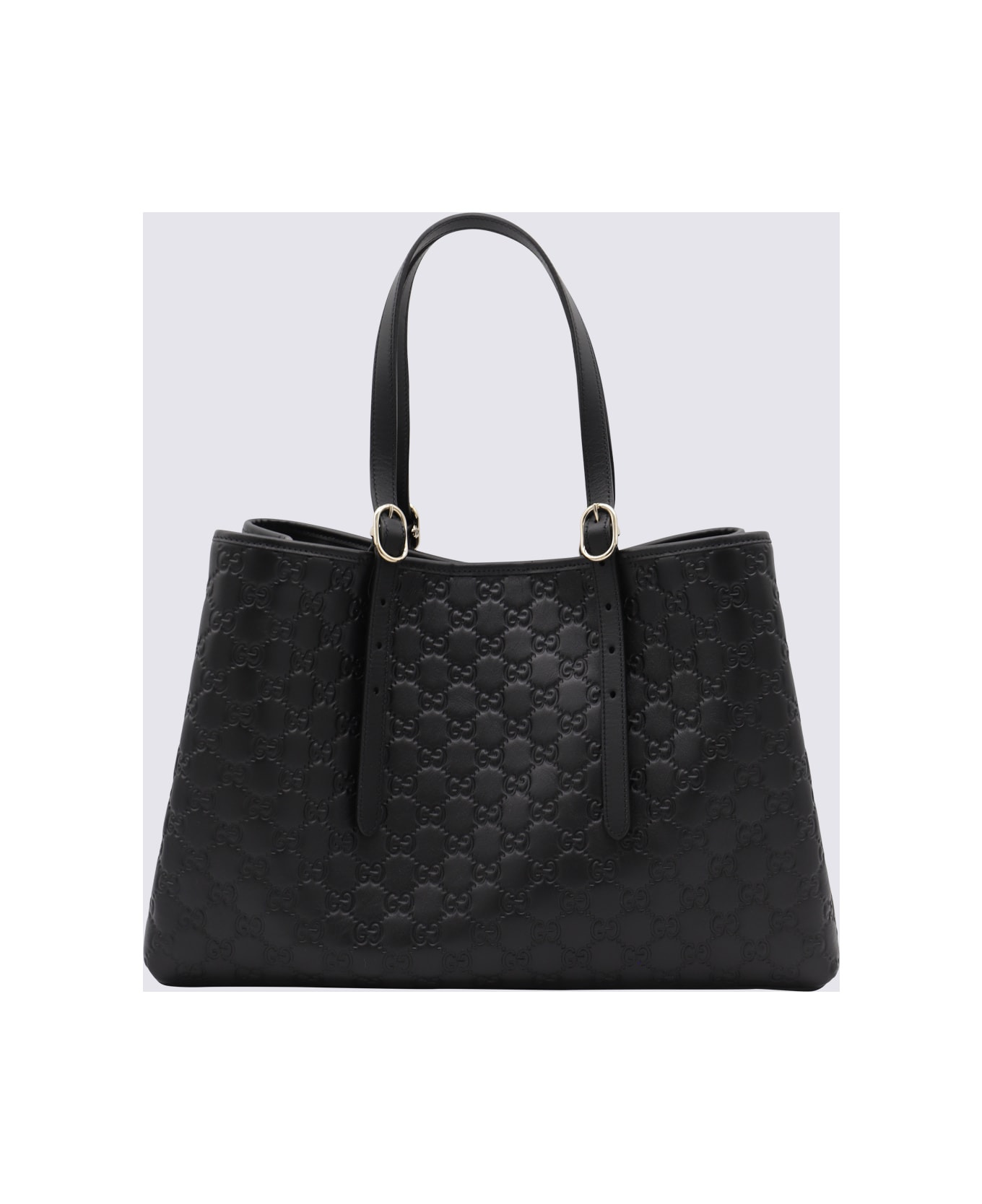 Black Leather Emblem Big Totes - 3