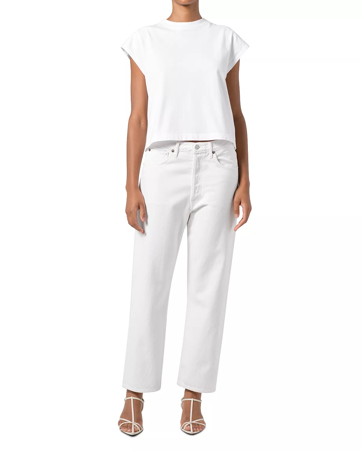 90's Mid Rise Cropped Straight Leg Jeans in Fortune Cookie - 2