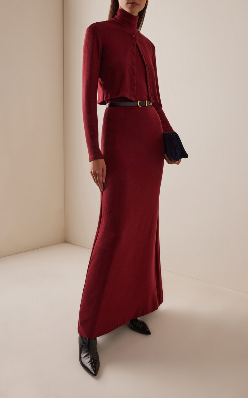 LESET Lauren High-Waist Jersey Maxi Skirt red outlook