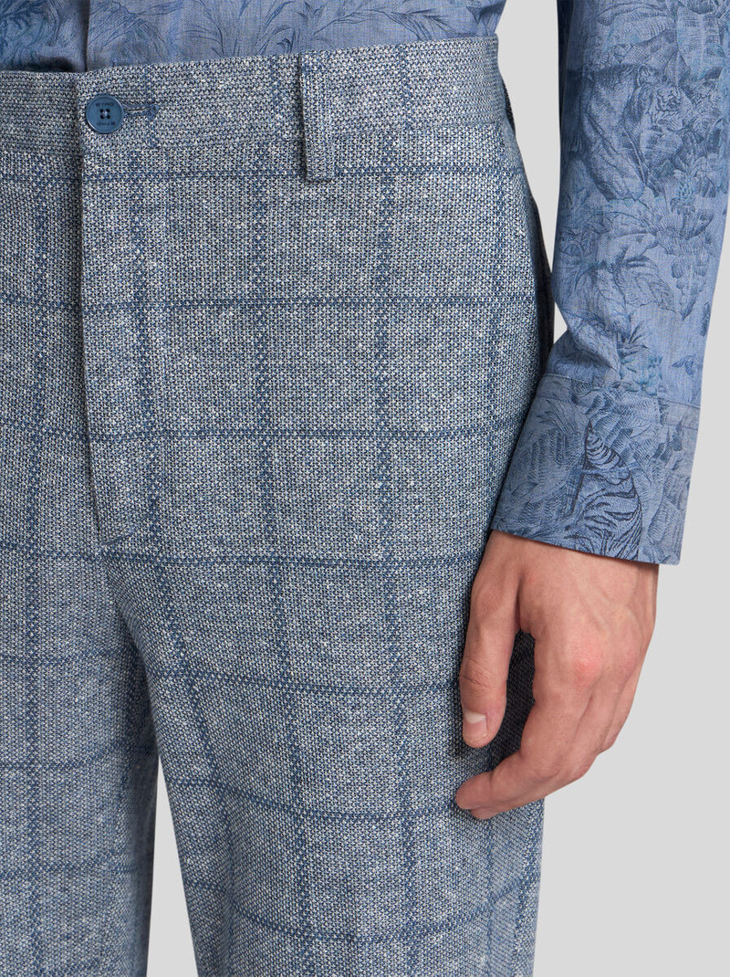 Etro CHECKED LINEN-BLEND TROUSERS outlook