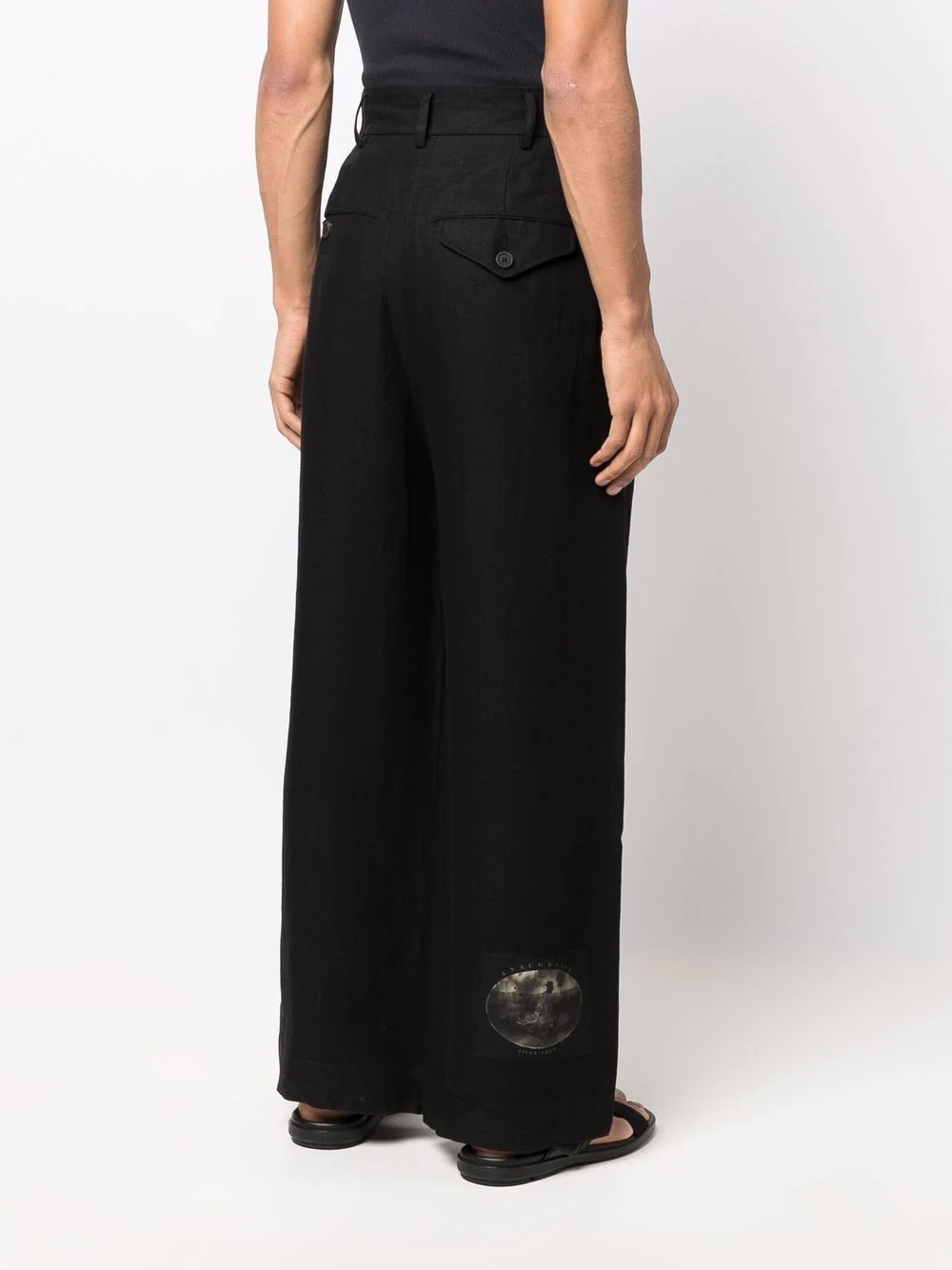 wide-leg linen trousers - 4