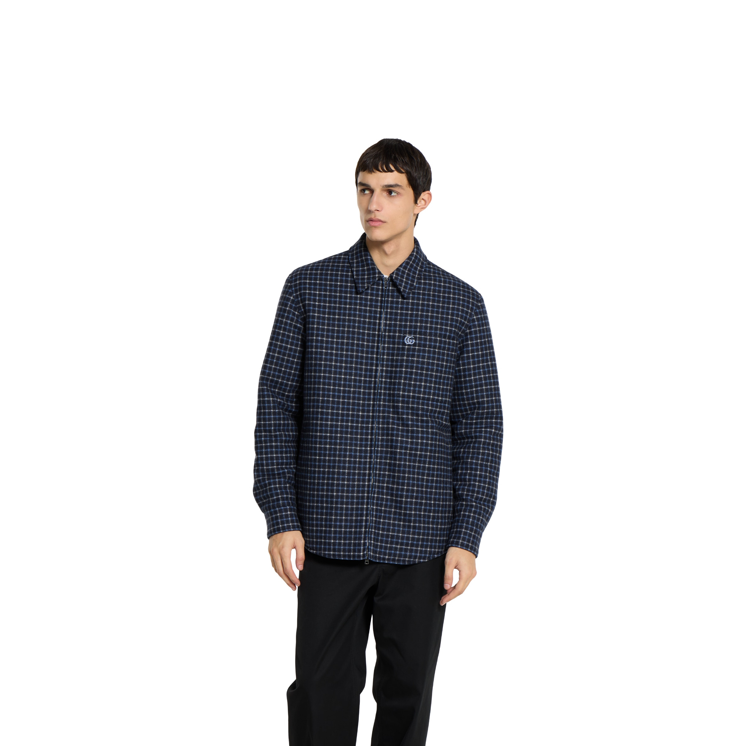 Wool flannel zip jacket with embroidery - 3