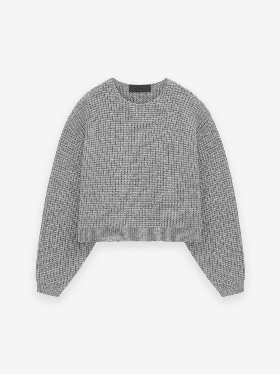 Womens Heavy Waffle Cropped Crewneck - 1