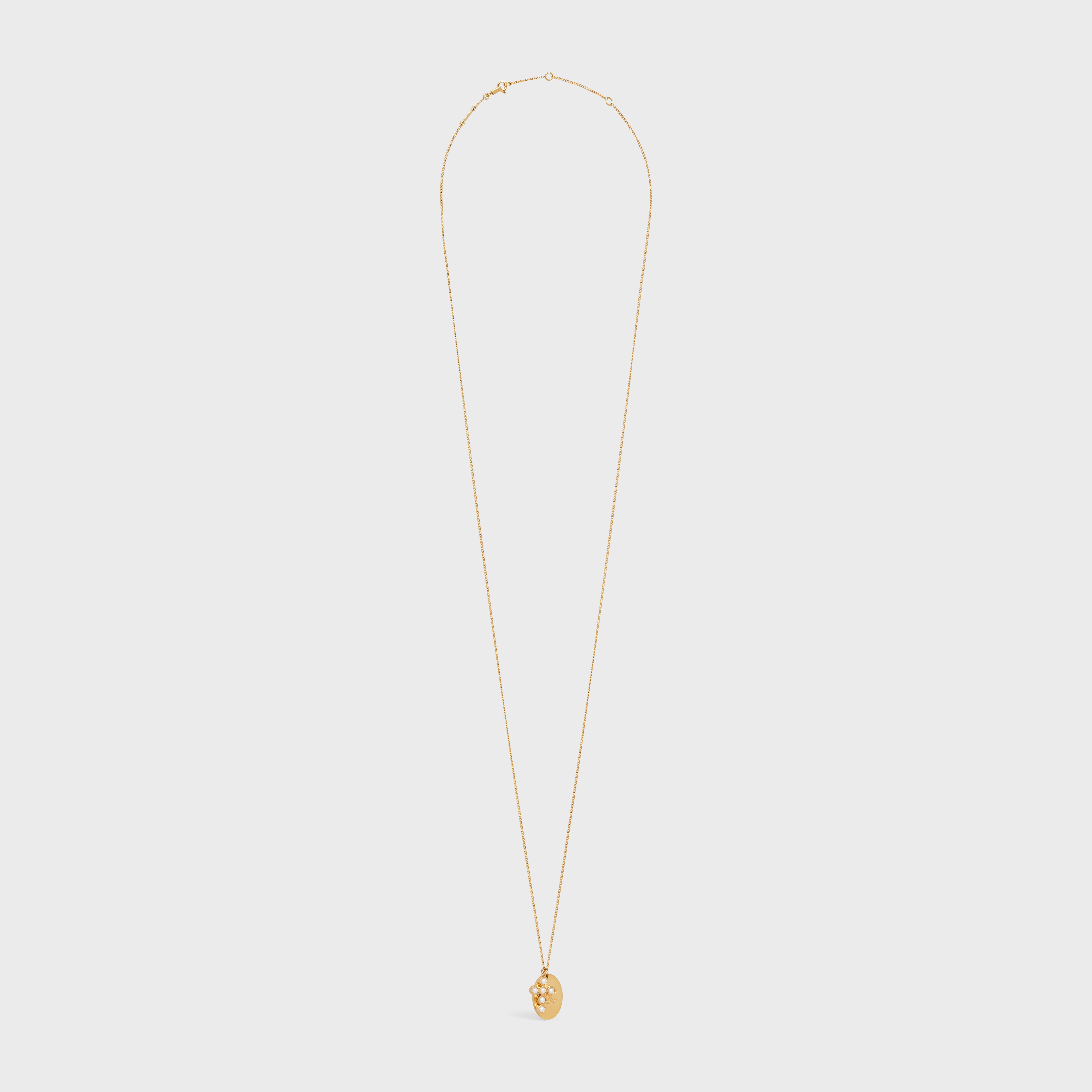 Triomphe Folk Pearl Necklace in Brass with Gold Finish and Resin Pearls - 3