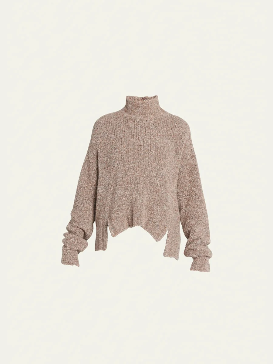 Cashmere Silk Boucle Turtleneck - 1