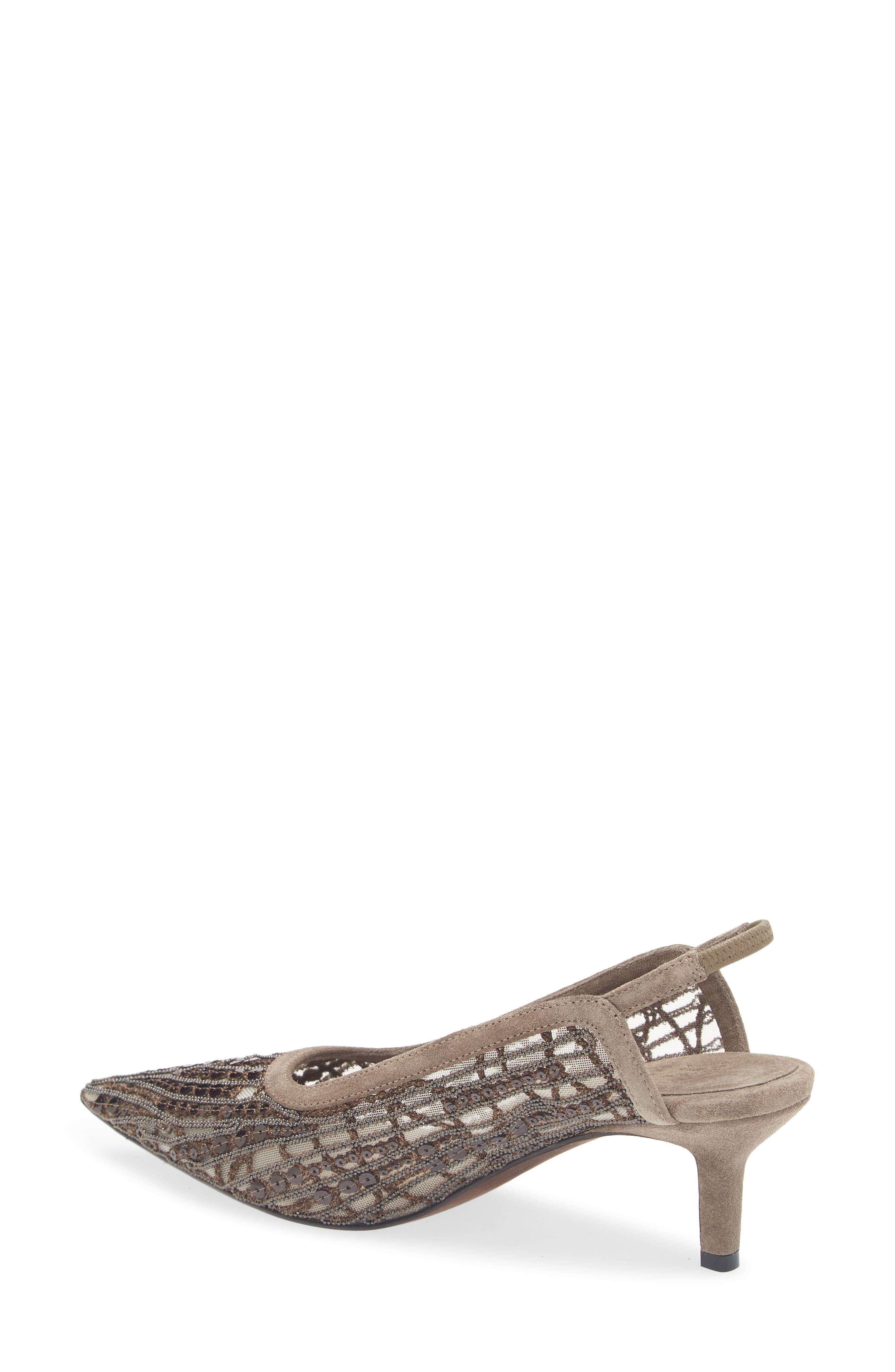 Brunello Cucinelli City Abstract Embroidery Slingback Pump in C3022 Chocolate at Nordstrom - 2