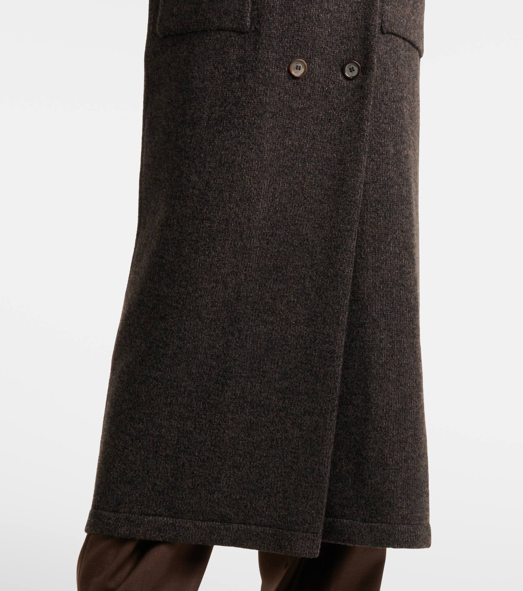 Shearling-trimmed cashmere coat - 6