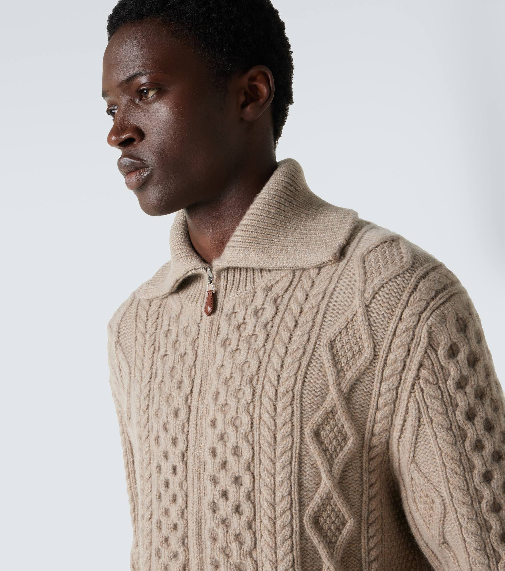 Aran cashmere zip-up sweater - 5